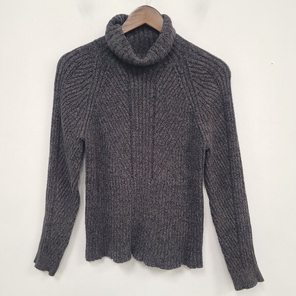 Sundance Womens Ribbed Turtle Neck Sweater Size L Gray Academia Neutral Teacher - Picture 1 of 9